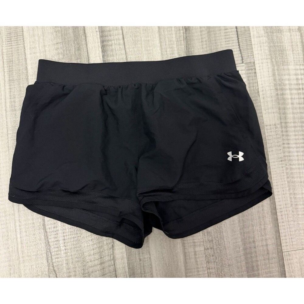 Under Armour Girls Fly by Short, Loose Fit, Black, Size Youth XL